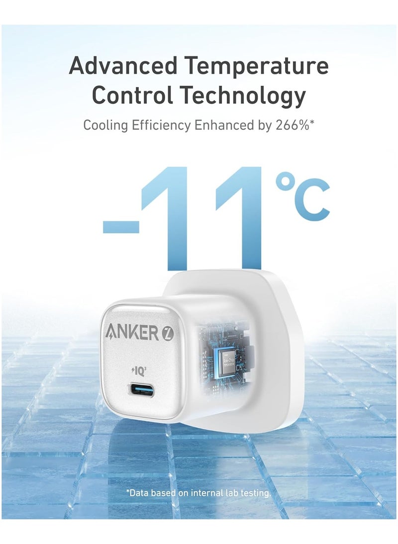 Anker - 30W USB C Plug, Zolo Compact GaN USB C Charger, Enhanced Temperature Control, Compact Design and 3x Faster Charging, Compatible with iPhone, iPad, Samsung, Pixel, and More - White - Image 1