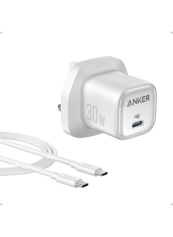 30W USB C Plug, Zolo Compact GaN USB C Charger, Enhanced Temperature Control, Compact Design and 3x Faster Charging, Compatible with iPhone, iPad, Samsung, Pixel, and More White