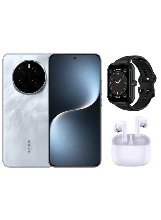 هونور ماجيك 7 برو ثنائي الشريحة ظل القمر الرمادي 12 جيجابايت 512 جيجابايت 5G مع ساعة هونر تشويس (قد يختلف اللون) وسماعات هونر تشويس البيضاء X7 لايت - Image 1