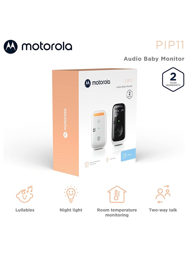Motorola - PIP11 Audio Baby Monitor - Night Light, LCD Screen, 1000ft Range, Secure Connection, Two-Way Talk, Room Temp, Lullabies, Portable Parent Unit With AAA Rechargeable Batteries - Image 1