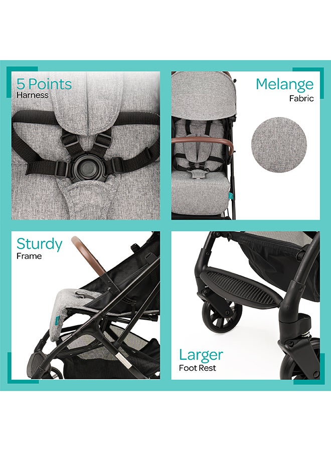 مون Ritzi-Lite Baby Cabin Stroller - Grey, 0 To 36 Months - Image 4