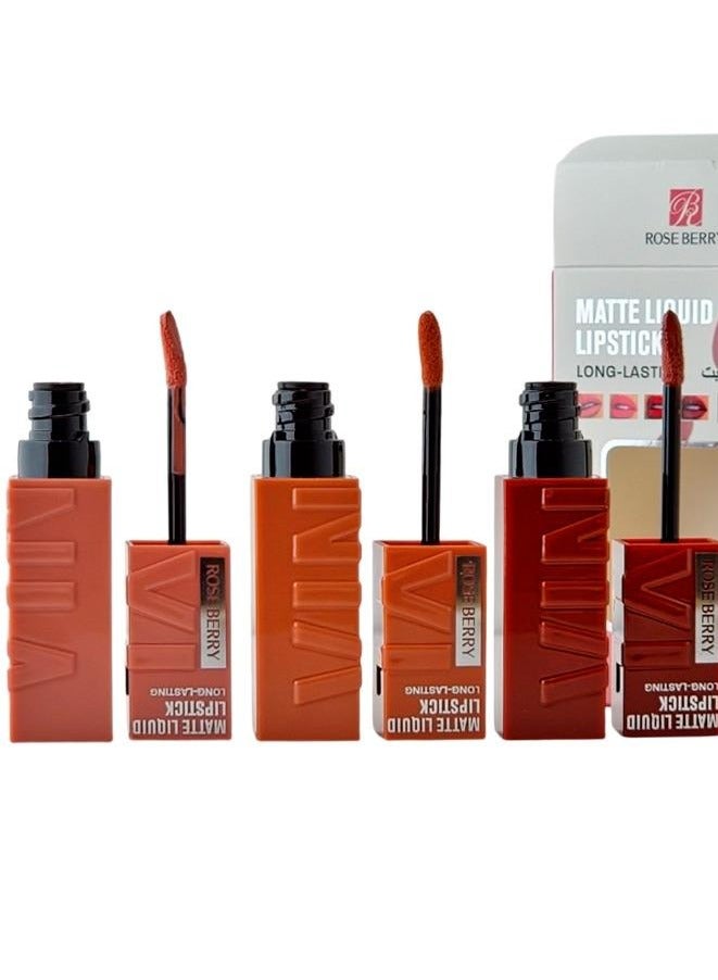 ROSE BERRY 3-Piece Matte Liquid Lipstick Long-Lasting Multicolour - Image 2