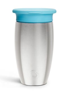 مونشكين Miracle 360 Stainless Steel Insulated Double Walled Toddler Cup, 10 Oz, Keeps Drink Cool For Up To 15 Hours, 12 Months+, Blue  - Image 1