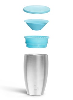 مونشكين Miracle 360 Stainless Steel Insulated Double Walled Toddler Cup, 10 Oz, Keeps Drink Cool For Up To 15 Hours, 12 Months+, Blue  - Image 4
