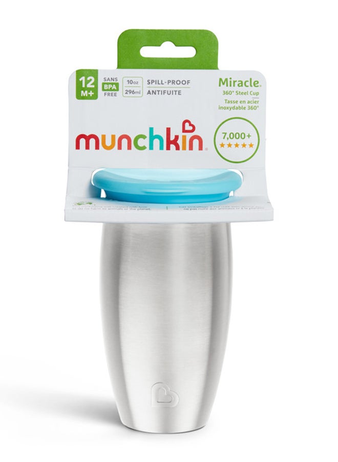 مونشكين - Miracle 360 Stainless Steel Insulated Double Walled Toddler Cup, 10 Oz, Keeps Drink Cool For Up To 15 Hours, 12 Months+, Blue - Image 1