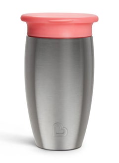 مونشكين Miracle 360 Stainless Steel Insulated Double Walled Toddler Cup, 10 Oz, Keeps Drink Cool For Up To 15 Hours, 12 Months+ Pink  - Image 1