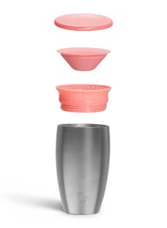 مونشكين Miracle 360 Stainless Steel Insulated Double Walled Toddler Cup, 10 Oz, Keeps Drink Cool For Up To 15 Hours, 12 Months+ Pink  - Image 4