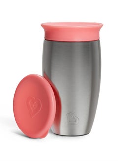 مونشكين Miracle 360 Stainless Steel Insulated Double Walled Toddler Cup, 10 Oz, Keeps Drink Cool For Up To 15 Hours, 12 Months+ Pink  - Image 3