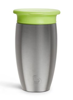 مونشكين Miracle 360 Stainless Steel Insulated Double Walled Toddler Cup, 10 Oz, Keeps Drink Cool For Up To 15 Hours, 12 Months+ Green  - Image 1