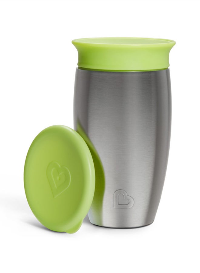 مونشكين - Miracle 360 Stainless Steel Insulated Double Walled Toddler Cup, 10 Oz, Keeps Drink Cool For Up To 15 Hours, 12 Months+ Green - Image 1