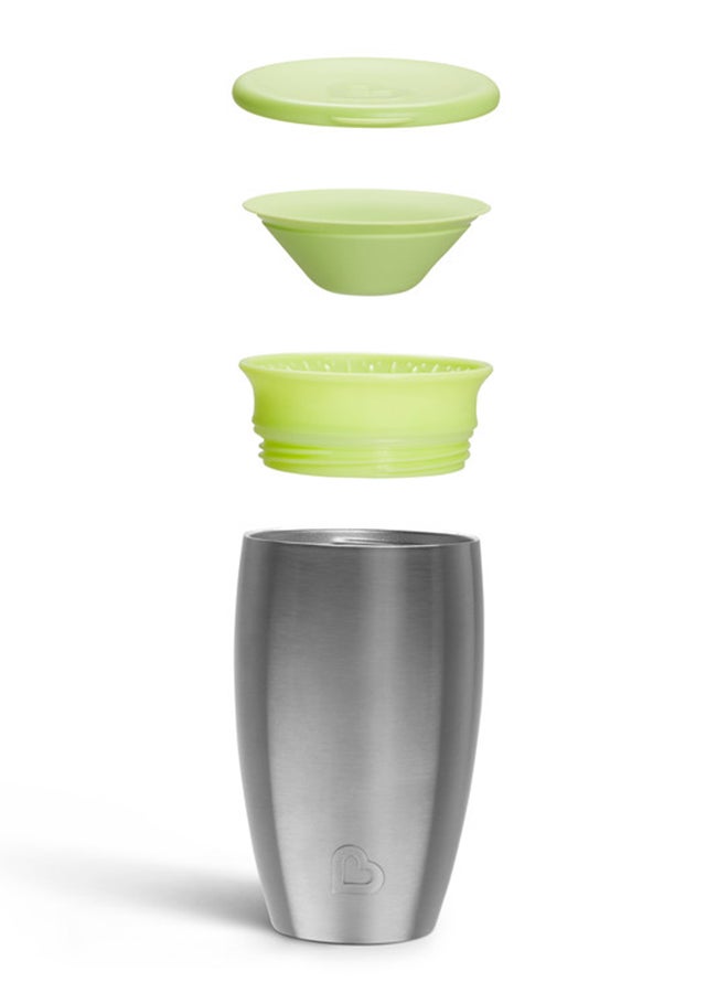 مونشكين - Miracle 360 Stainless Steel Insulated Double Walled Toddler Cup, 10 Oz, Keeps Drink Cool For Up To 15 Hours, 12 Months+ Green - Image 1