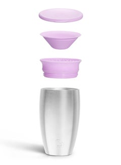 مونشكين Miracle 360 Stainless Steel Insulated Double Walled Toddler Cup, 10 Oz, Keeps Drink Cool For Up To 15 Hours, 12 Months+, Purple  - Image 4