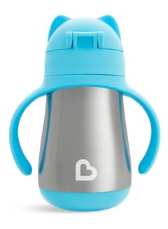مونشكين Stainless Steel Insulated Double Walled Straw Cup 8 Oz, Cool Cat Design, Keeps Drink Cool For Up To 15 Hours, Blue  - Image 3