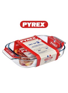 PYREX Pyrex Glass Oven Roasters Rectangle Set of 2 - 3.7L + 2.7L, Oven, Microwave, Freezer, and Dishwasher Safe  - Image 2