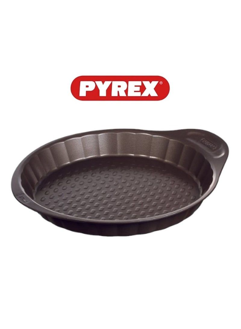 Pyrex Asimetria Flan Pan Loose Base 30cm - Durable, Easy Release, Optimal Grip, Elegant Design