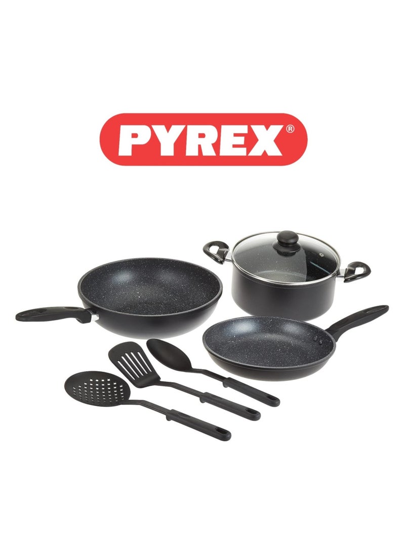 Frying Pan Pyrex Cookware Set Of PYREX Pyrex Elegance 7-Piece Non