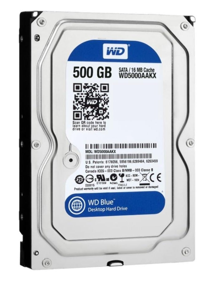 دبليو دي - 500GB SATA III 6Gb/s 16MB Cache 9cm Hard Drive, Blue, Internal, eSATA 500 GB - Image 1