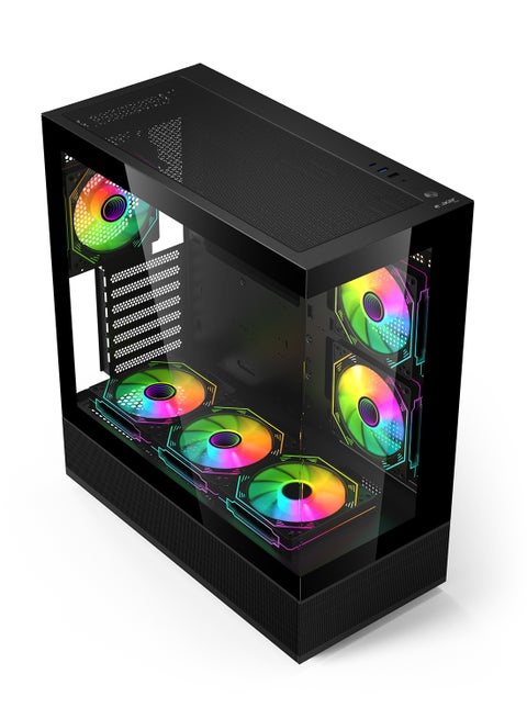 Case,V930B,ATX Gaming Case, 6 ARGB fan, Port: Type C (same speed as USB3.0) + USB3.0 + USB1.1 + HD Audio Black