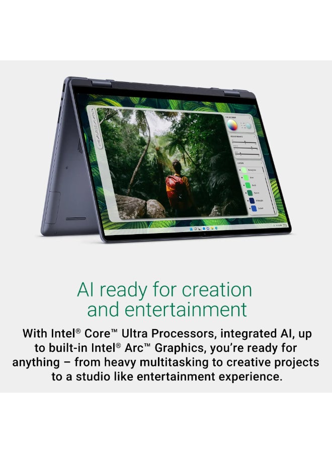 DELL - Inspiron 2-in-1 Laptop 16 Inch IPS Touch Screen Display, Core Ultra 7 155H Processor/32GB RAM/1TB SSD/Integrated Intel Arc Graphics/Windows 11 Home English Midnight Blue - Image 1