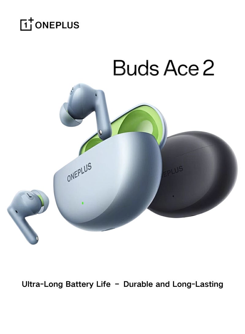 OnePlus - Buds Ace 2 – Premium Wireless Earbuds with Extended Battery and Advanced Noise Cancellation Black - Image 1