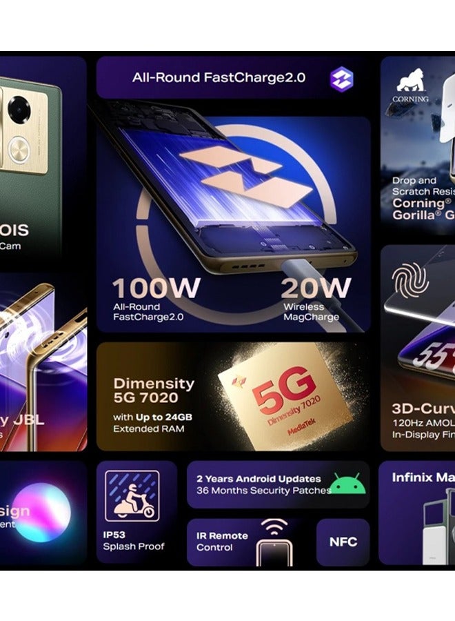 Infinix - NOTE 40 Pro 5G (Obsidian Black) | 8GB+256GB Global | Free MagPower Wireless Charger & Case | 108MP Cam | Dimensity 7020 | 120Hz AMOLED | 45W FastCharge | JBL Sound | NFC - Image 1
