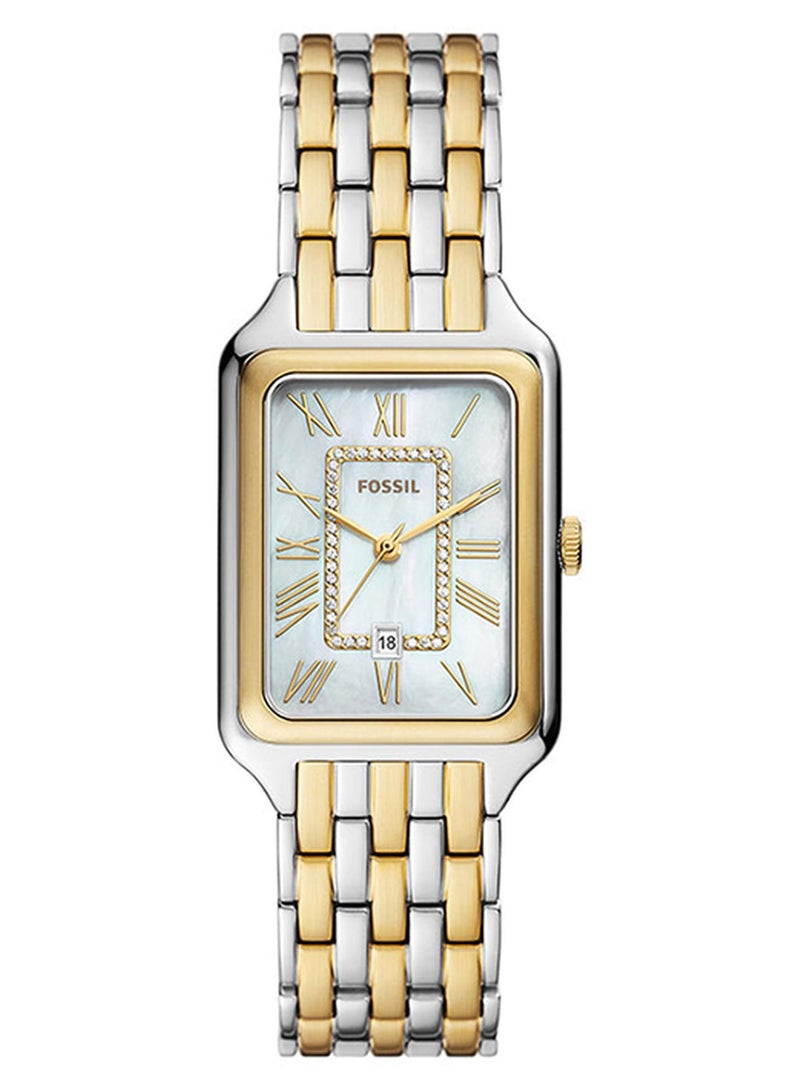 فوسيل ساعة يد مستطيلة أنالوج من الفولاذ المقاوم للصدأ - Image 1