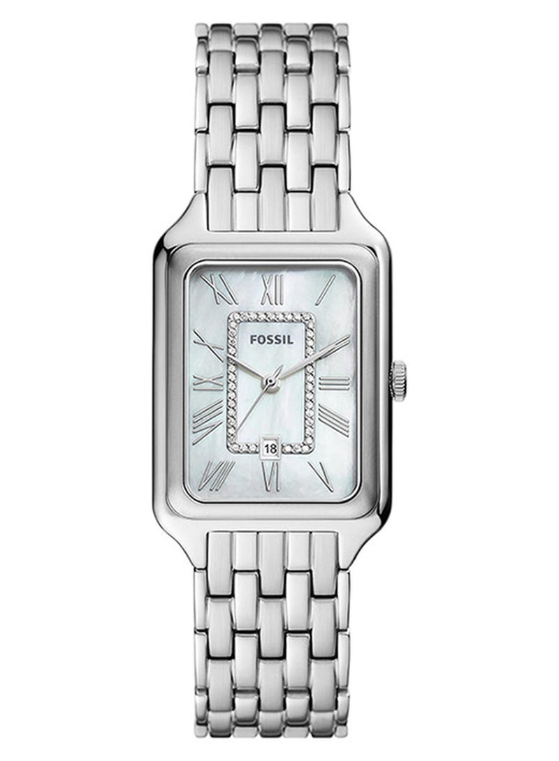 فوسيل ساعة يد مستطيلة أنالوج من الفولاذ المقاوم للصدأ - Image 1