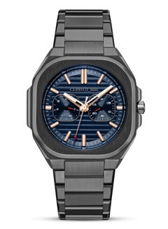 CERRUTI 1881 Men's Cerruti 1881 Leadri Multifunction Watch for Men - Squircle Case, Blue Dial, Rose Gold Line Indices  - Image 1