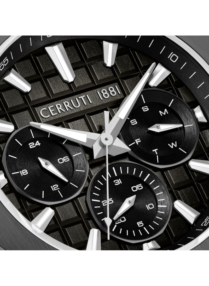 CERRUTI 1881 Men's Cerruti 1881 Razzuolo Multifunction Watch for Men - Black Gradient Dial, Black Silicone Strap  - Image 3