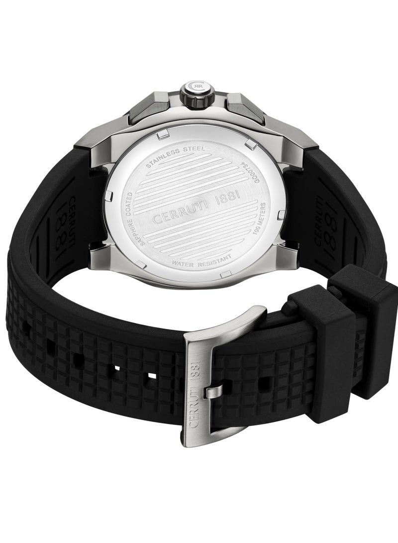 CERRUTI 1881 Men's Cerruti 1881 Razzuolo Multifunction Watch for Men - Black Gradient Dial, Black Silicone Strap  - Image 4