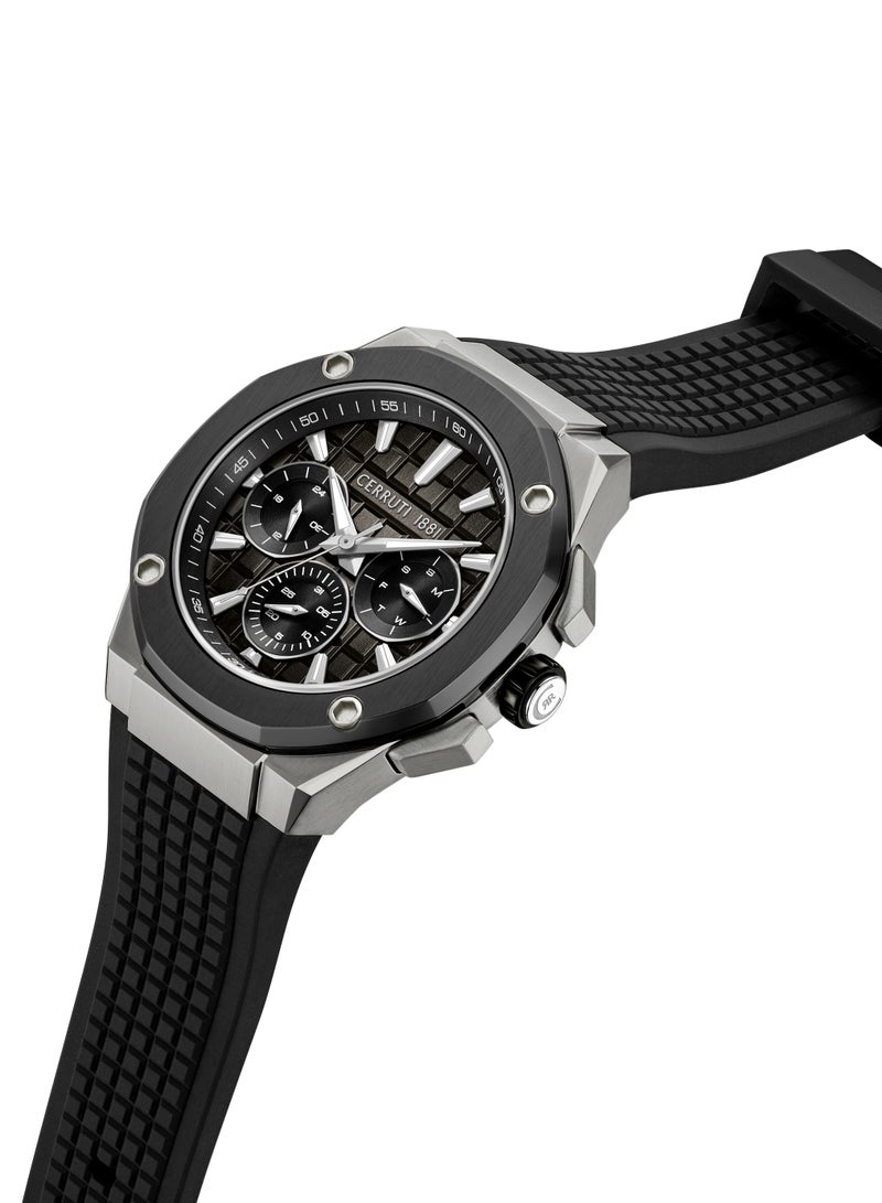 CERRUTI 1881 Men's Cerruti 1881 Razzuolo Multifunction Watch for Men - Black Gradient Dial, Black Silicone Strap  - Image 2