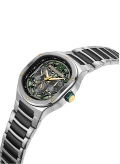 CERRUTI 1881 Men's Trento Multifunction Watch - Green Partial See-Through Dial, Gunmetal Details, Screwed Topring  - Image 2