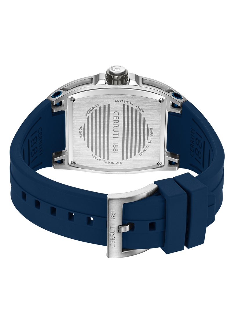 شيروتي 1881 ساعة بيلونو متعددة الوظائف - علبة تونيو، قرص شفاف مدخن أسود، حزام سيليكون أزرق - Image 4