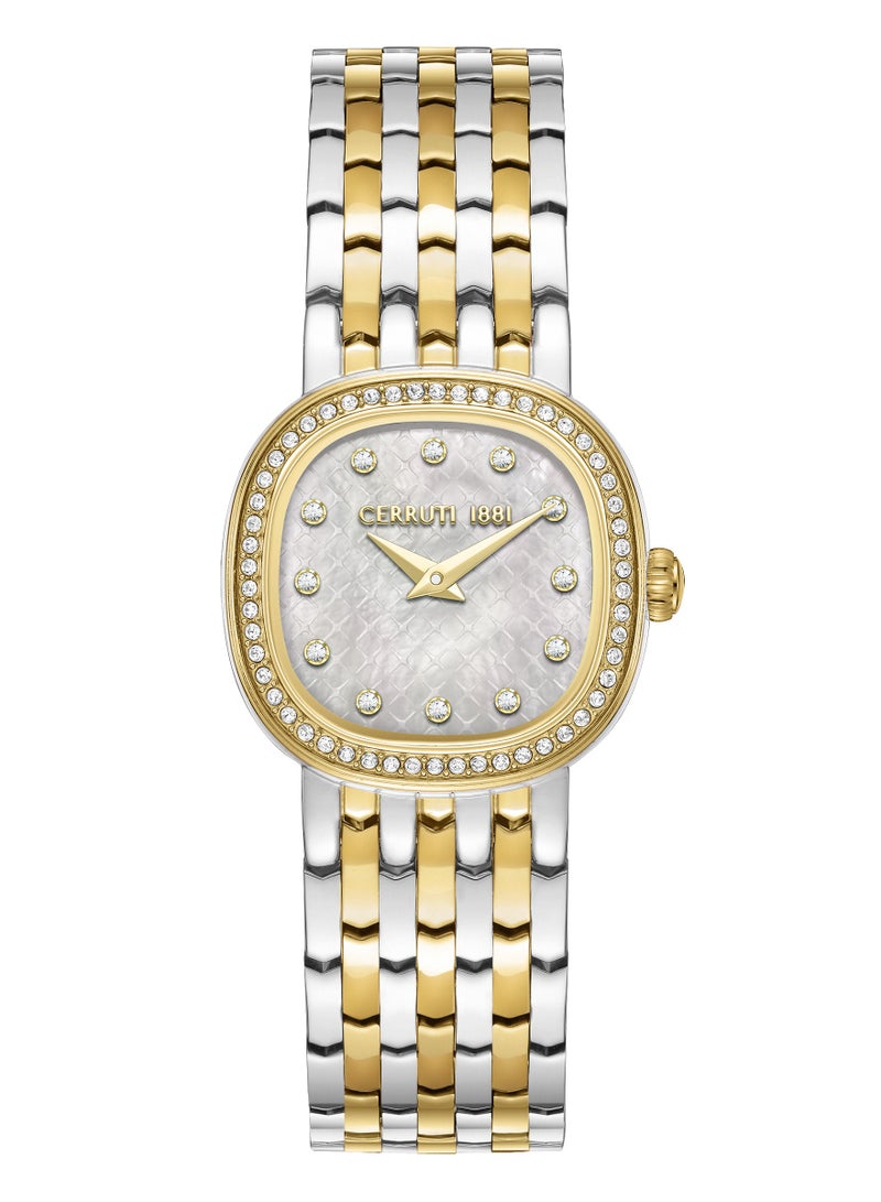 CERRUTI 1881 Women's Gresta Analog Watch - White Mother of Pearl Dial, Crystal Indexes, Two Tone Bracelet  - Image 1