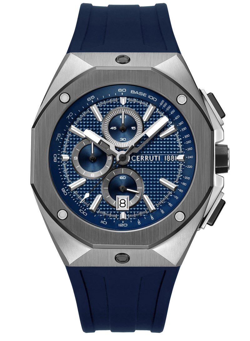 CERRUTI 1881 Men's Cerruti 1881 Arezzo Chronograph Watch for Men - Guilloche Matte Patterned Dial, Silicon Strap  - Image 1