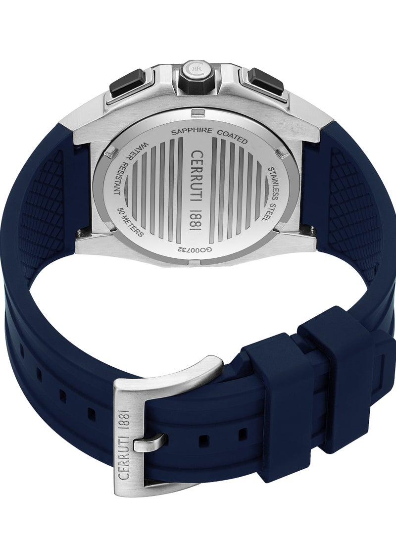 CERRUTI 1881 Men's Cerruti 1881 Arezzo Chronograph Watch for Men - Guilloche Matte Patterned Dial, Silicon Strap  - Image 4
