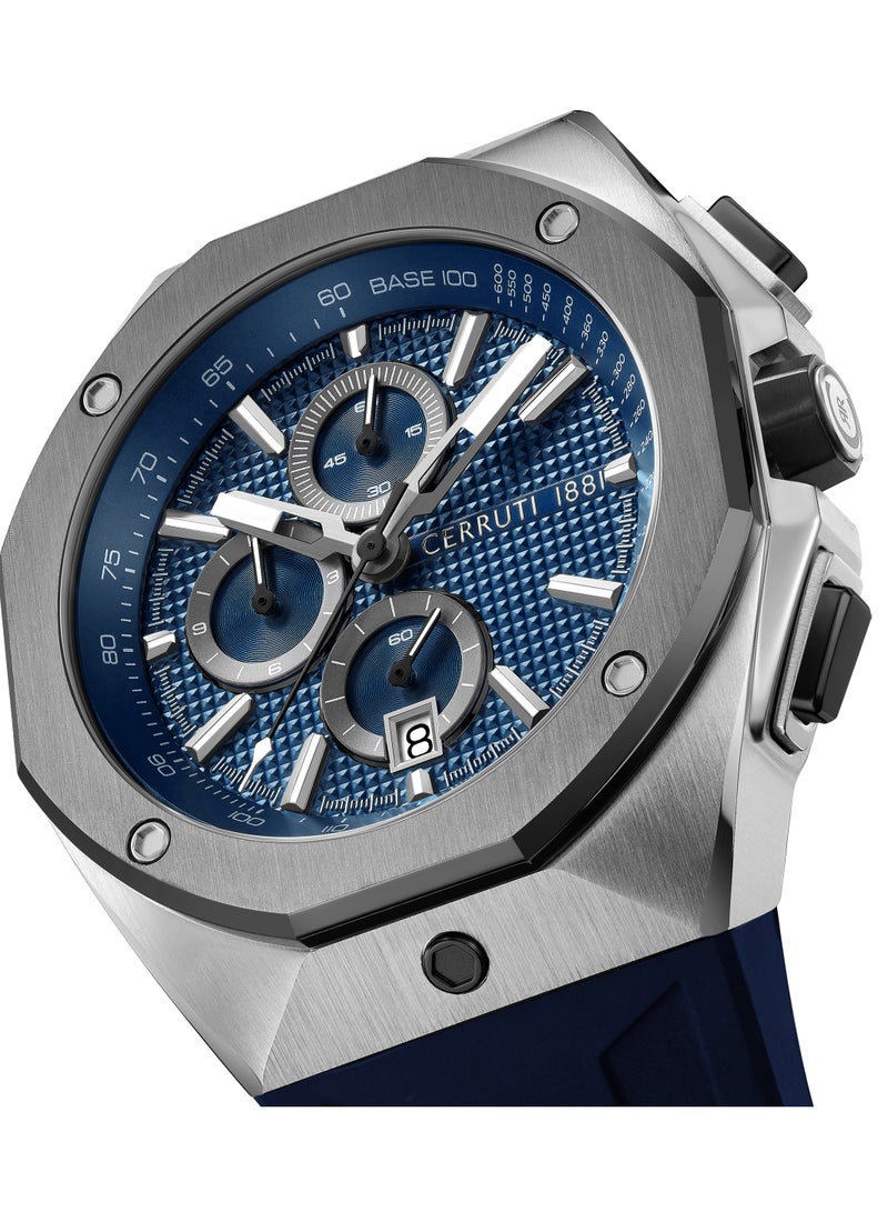 CERRUTI 1881 Men's Cerruti 1881 Arezzo Chronograph Watch for Men - Guilloche Matte Patterned Dial, Silicon Strap  - Image 3