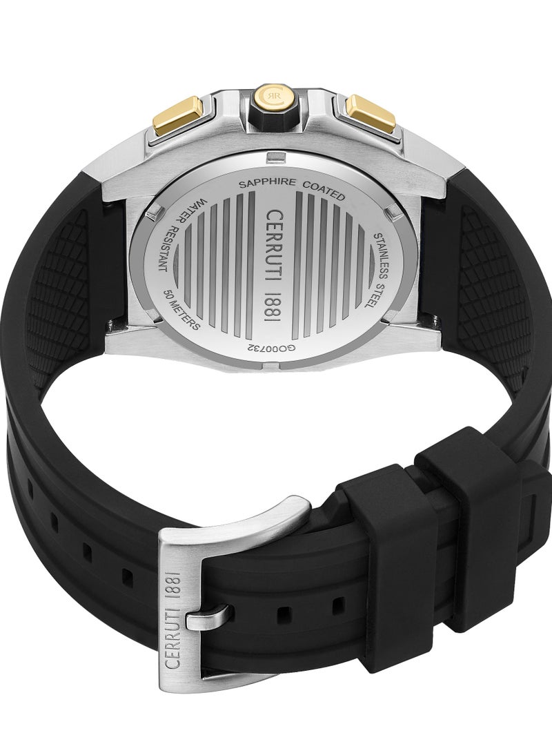 CERRUTI 1881 Men's Cerruti 1881 Arezzo Chronograph Watch for Men - Guilloche Matte Green Dial, Black Silicon Strap  - Image 3
