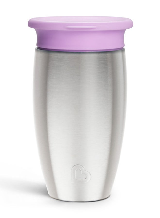 مونشكين كوب ميراكل 360 من الفولاذ المقاوم للصدأ المعزول ذو الجدران المزدوجة للأطفال، 10 أونصات، يحافظ على المشروبات باردة لمدة تصل إلى 15 ساعة، 12 شهرًا فما فوق، بنفسجي - Image 1