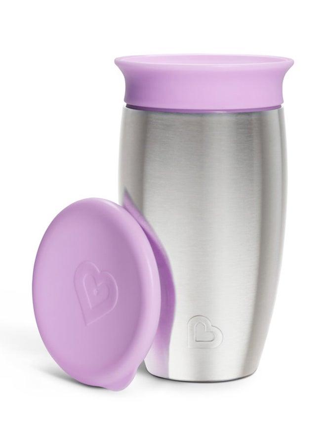 مونشكين كوب ميراكل 360 من الفولاذ المقاوم للصدأ المعزول ذو الجدران المزدوجة للأطفال، 10 أونصات، يحافظ على المشروبات باردة لمدة تصل إلى 15 ساعة، 12 شهرًا فما فوق، بنفسجي - Image 3