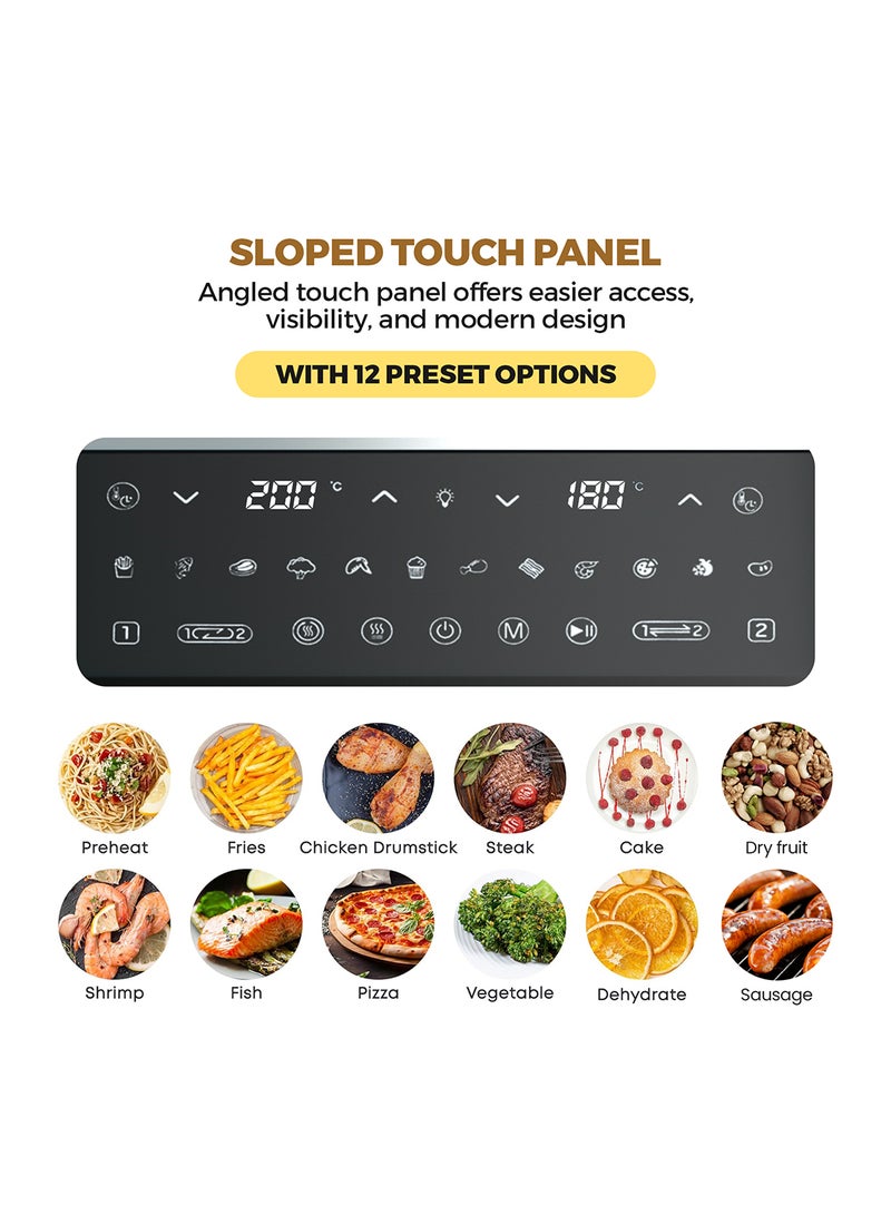 Nikai 2 in 1 Digital Air Fryer 10L Capacity, Touch Control, 11 Cook Functions,  3100W, Frying, Grilling, Roasting, Baking, & Toasting, 10 L 3100 W NAF1099D Black