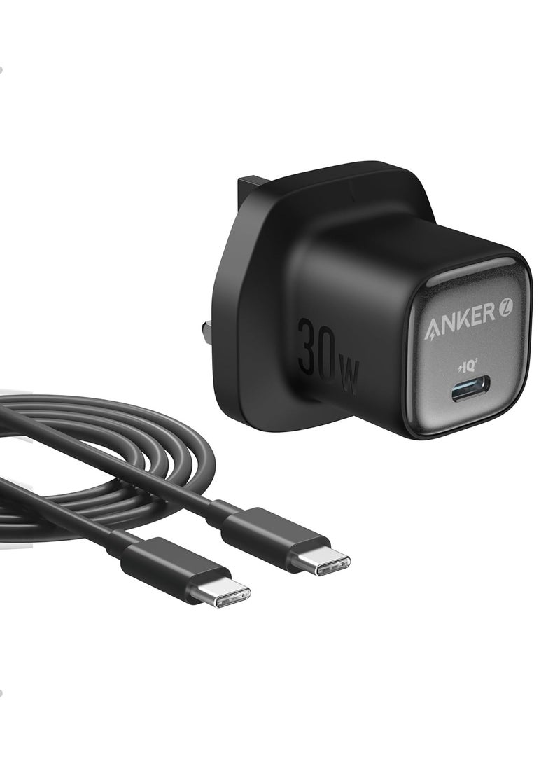 Anker - 30W USB C Plug, Zolo Compact GaN USB C Charger, Enhanced Temperature Control, Compact Design and 3X Faster Charging, Compatible with iPhone, iPad, Samsung, Pixel, and More Black - Image 1