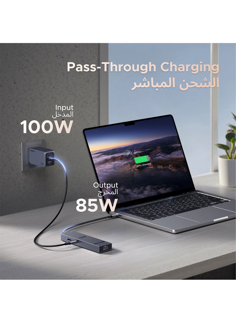 Ugreen Revodok 6 In 1 USB C Hub Type C to HDMI Adapter 4k@60Hz PD 100W Fast Charging 1000Mbps Ethernet & 3 USB 3.2 Ports  Compatible With New iPhone Macbook Air Pro iPad Pro Lenovo Thinkpad NS SLR Galaxy | Silver  - Image 5