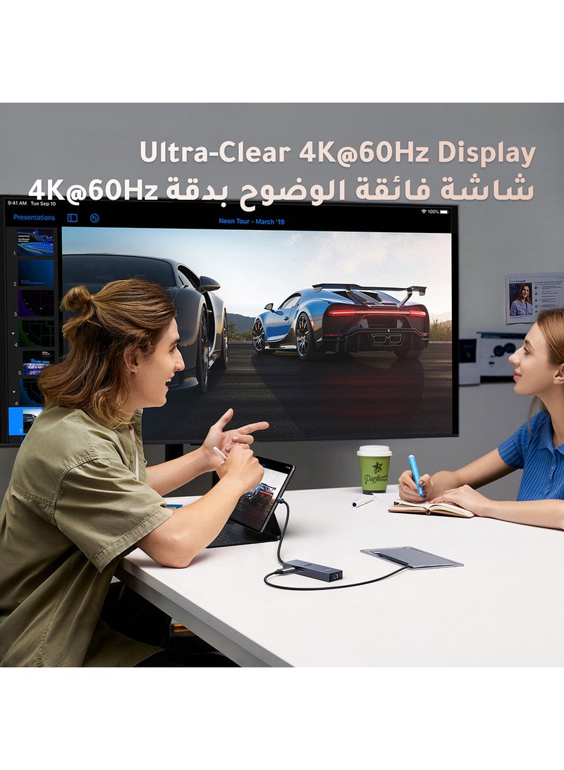 Ugreen Revodok 6 In 1 USB C Hub Type C to HDMI Adapter 4k@60Hz PD 100W Fast Charging 1000Mbps Ethernet & 3 USB 3.2 Ports  Compatible With New iPhone Macbook Air Pro iPad Pro Lenovo Thinkpad NS SLR Galaxy | Silver  - Image 2