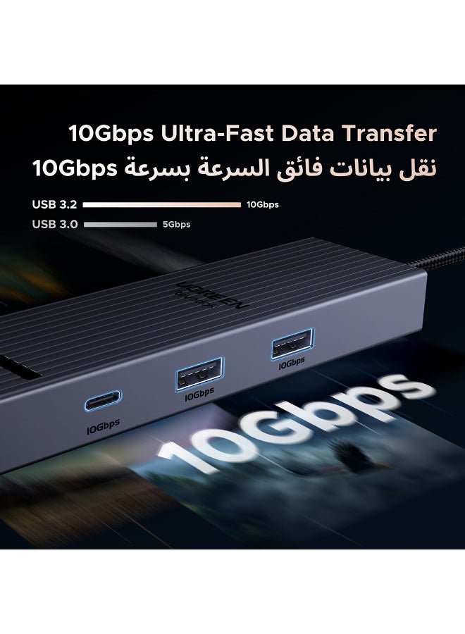 Ugreen Revodok 6 In 1 USB C Hub Type C to HDMI Adapter 4k@60Hz PD 100W Fast Charging 1000Mbps Ethernet & 3 USB 3.2 Ports  Compatible With New iPhone Macbook Air Pro iPad Pro Lenovo Thinkpad NS SLR Galaxy | Silver  - Image 3