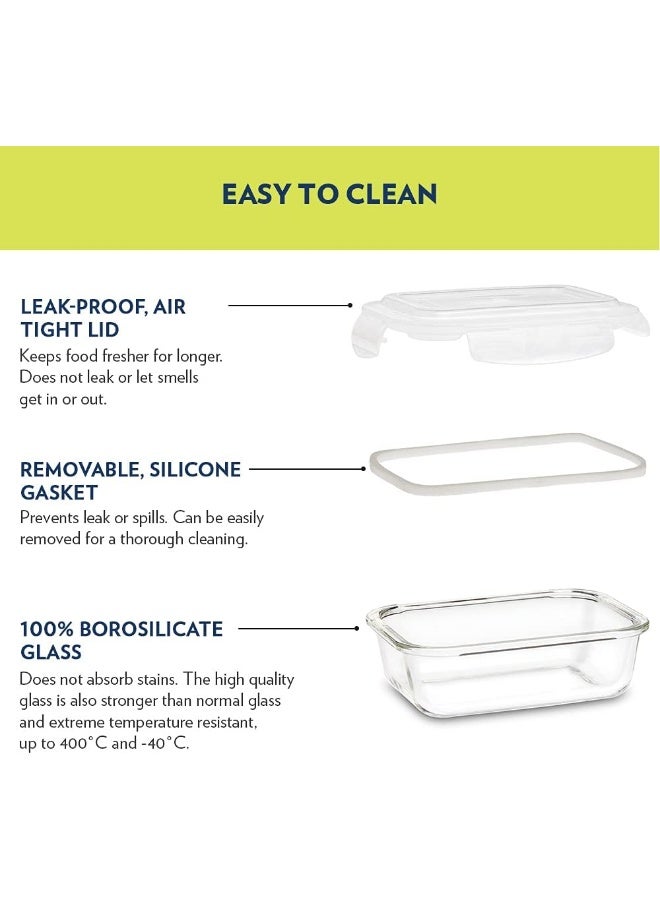 BOROSIL Klip-N-Store Rectangular Glass Storage Container With Air Tight Lid Food Storage Container Microwave Safe Container 2.0 Ltr Transparent  - Image 5
