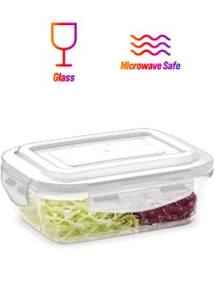 Klip-N-Store Rectangular Glass Storage Container With Air Tight Lid Food Storage Container Microwave Safe Container 2.0 Ltr Transparent