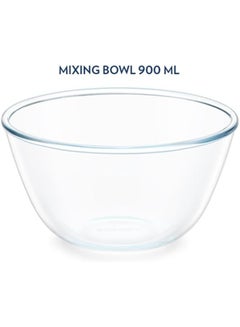 بوروسيل Borosilicate Round Glass Mixing Bowl Oven Safe Mixing Bowl Glass Serving Bowl 900 Ml Transparent  - Image 2