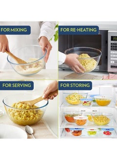 بوروسيل Borosilicate Round Glass Mixing Bowl Oven Safe Mixing Bowl Glass Serving Bowl 900 Ml Transparent  - Image 5