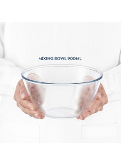 بوروسيل Borosilicate Round Glass Mixing Bowl Oven Safe Mixing Bowl Glass Serving Bowl 900 Ml Transparent  - Image 4